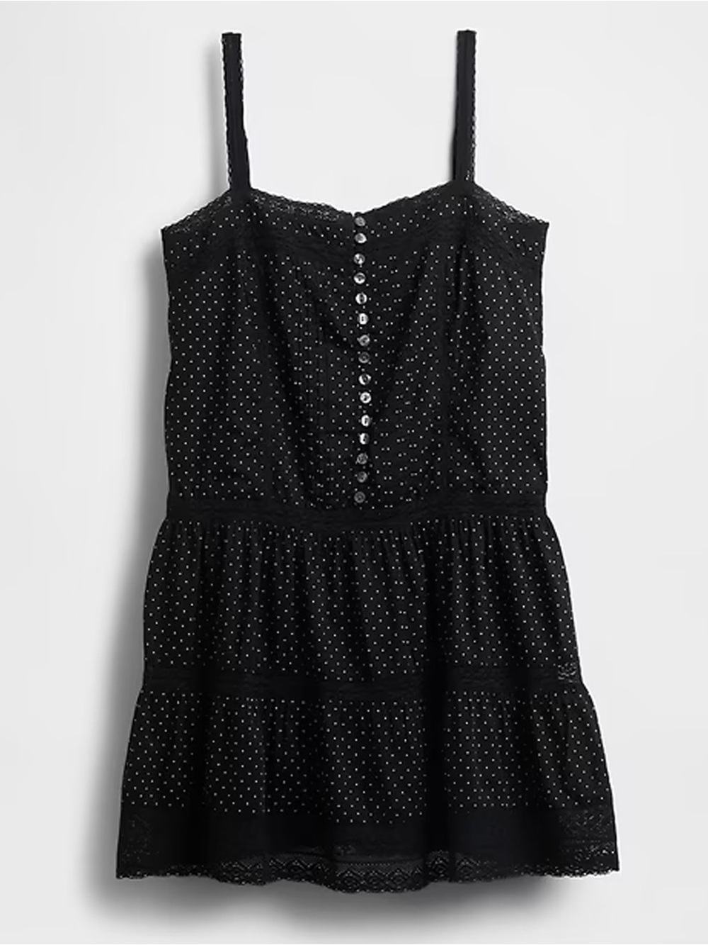 Gap Polka Lace-Trim Button Front Mini Dress